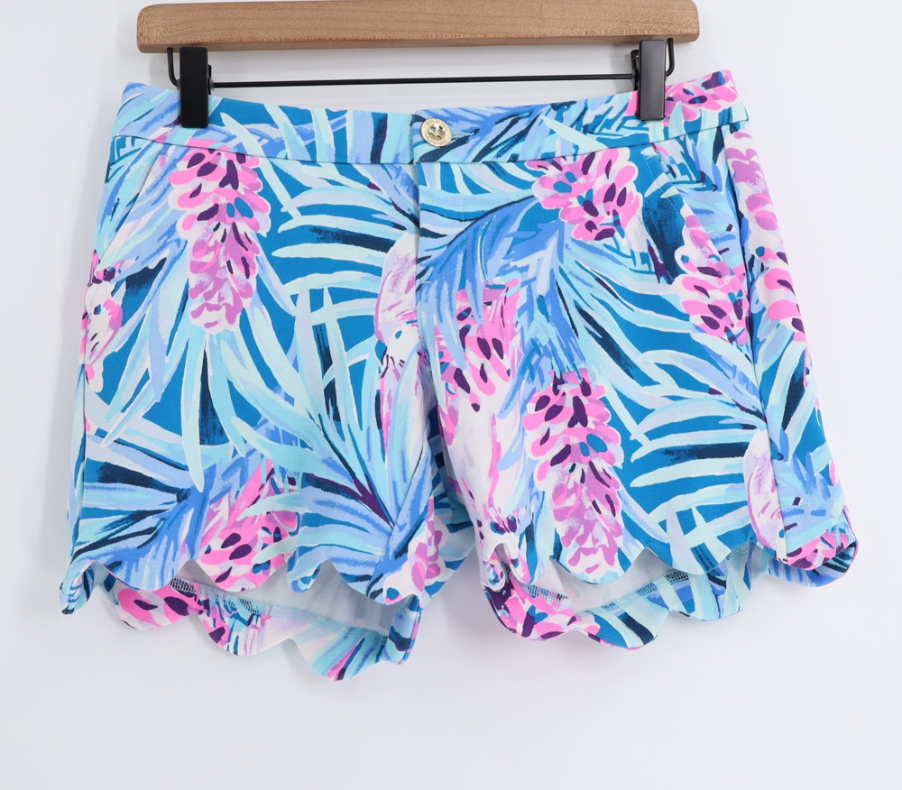 Lilly Pulitzer Sz 0 Buttercup 5" Low Rise Short Tweethearts Mr. Peacock Blue